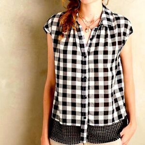 Anthropologie Nellie Holding Horses Gingham Blouse